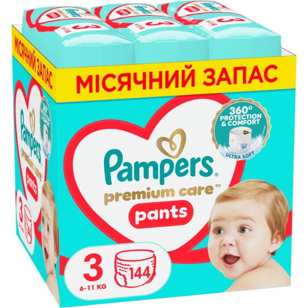 Фото - Одноразові підгузки-трусики Pampers Premium Care Pants Розмір 3 (6-11 кг) 144 шт. (80825837)